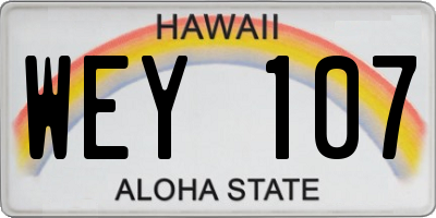 HI license plate WEY107