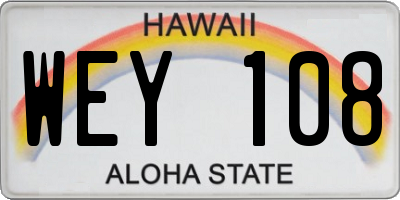 HI license plate WEY108