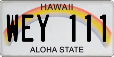 HI license plate WEY111
