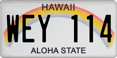 HI license plate WEY114