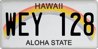 HI license plate WEY128
