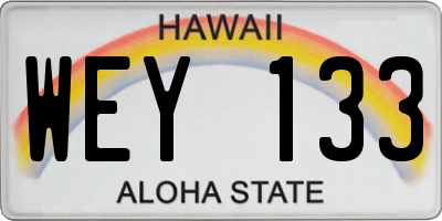 HI license plate WEY133