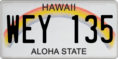 HI license plate WEY135