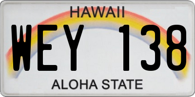 HI license plate WEY138