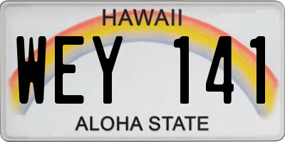 HI license plate WEY141