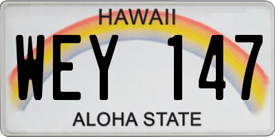 HI license plate WEY147