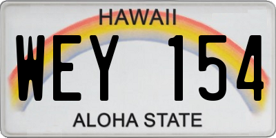 HI license plate WEY154