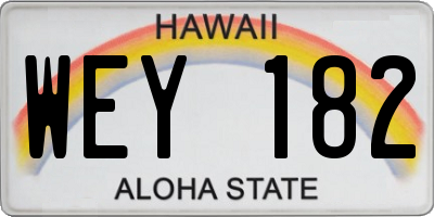 HI license plate WEY182