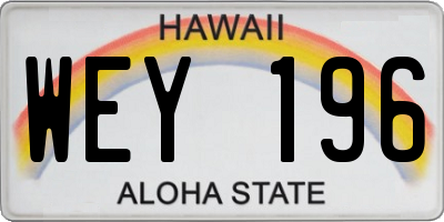 HI license plate WEY196