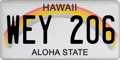 HI license plate WEY206
