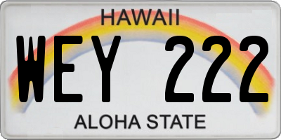 HI license plate WEY222