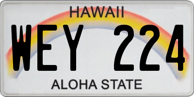 HI license plate WEY224