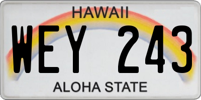 HI license plate WEY243