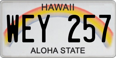 HI license plate WEY257