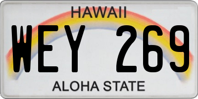 HI license plate WEY269