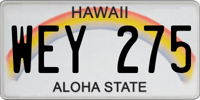 HI license plate WEY275