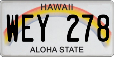 HI license plate WEY278