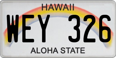 HI license plate WEY326