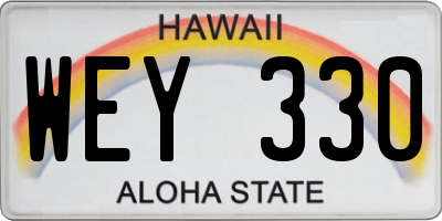 HI license plate WEY330