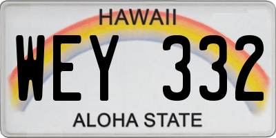 HI license plate WEY332