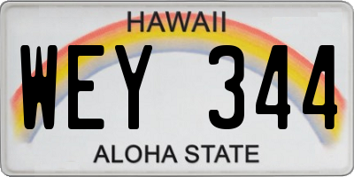 HI license plate WEY344