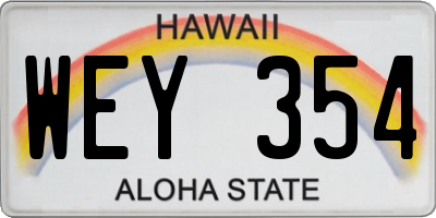 HI license plate WEY354