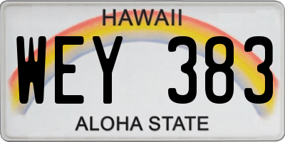 HI license plate WEY383