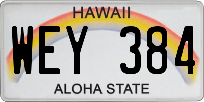 HI license plate WEY384