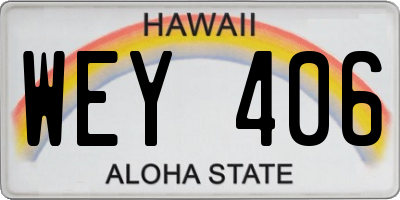 HI license plate WEY406