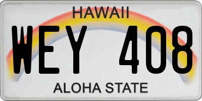 HI license plate WEY408
