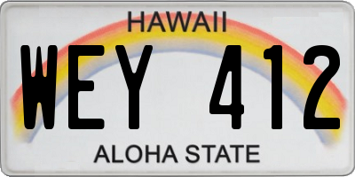 HI license plate WEY412
