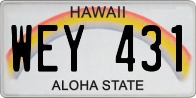 HI license plate WEY431