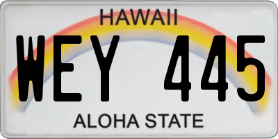 HI license plate WEY445