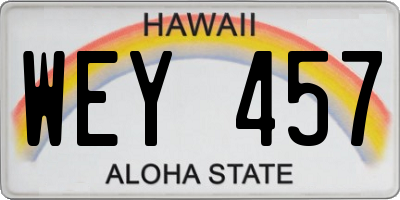 HI license plate WEY457