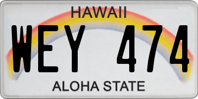 HI license plate WEY474