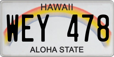 HI license plate WEY478