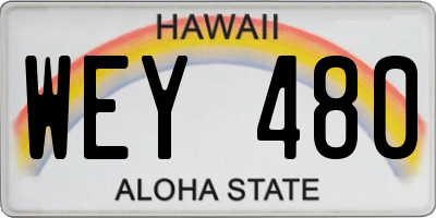 HI license plate WEY480