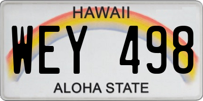 HI license plate WEY498