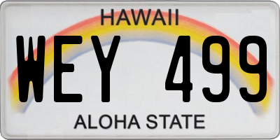 HI license plate WEY499