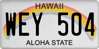 HI license plate WEY504