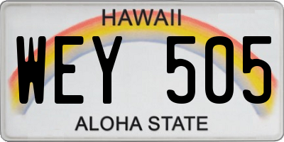 HI license plate WEY505