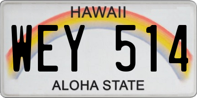 HI license plate WEY514