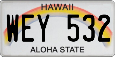 HI license plate WEY532