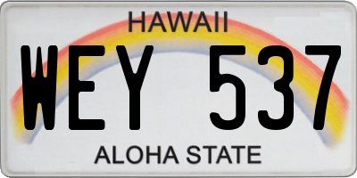 HI license plate WEY537