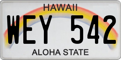 HI license plate WEY542