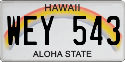 HI license plate WEY543