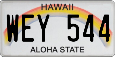 HI license plate WEY544
