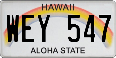 HI license plate WEY547
