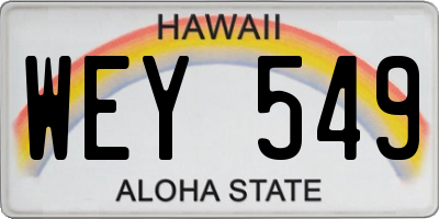 HI license plate WEY549