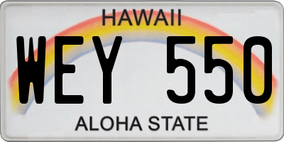 HI license plate WEY550